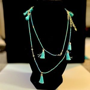 Kendra Scott Necklace, beaded turquoise, tassels